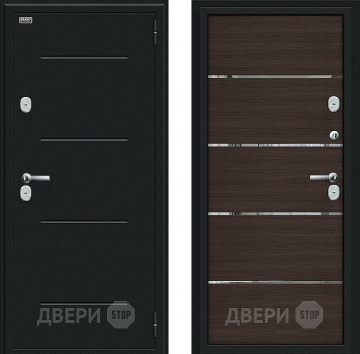 Входная металлическая Дверь Bravo Thermo Лайн Букле черное/Wenge Veralinga