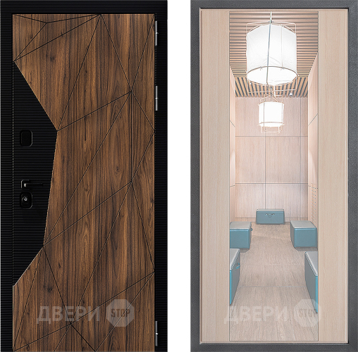 Входная металлическая Дверь Дверной континент ДК-11 ФЛЗ-1 Зеркало Капучино