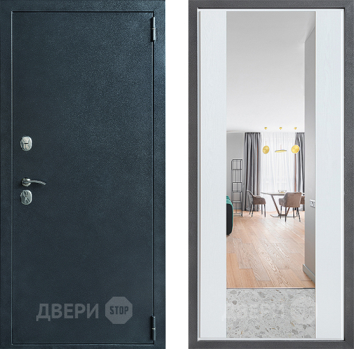 Дверь Дверной континент ДК-70 Дизайн ФЛЗ-1 Зеркало Белое дерево