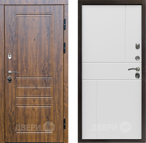 Входная металлическая Дверь Престиж Классика Дуб Горизонт Бетон белый