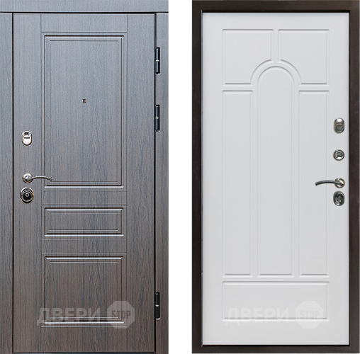 Входная металлическая Дверь Престиж Классика Венге Арка Белое дерево