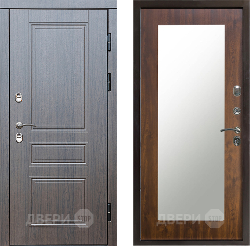 Входная металлическая Дверь Престиж TERMO с терморазрывом Классика Зеркало пастораль Дуб