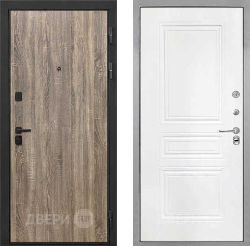 Входная металлическая Дверь Интекрон (INTECRON) Профит Black Дуб Турин ФЛ-243 Белый матовый