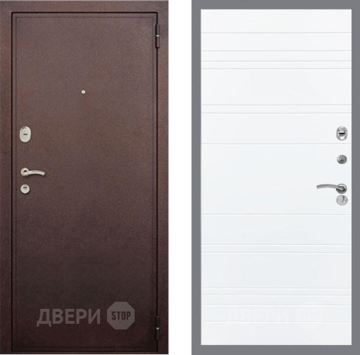 Входная металлическая Дверь Рекс (REX) 2 Медный Антик Line Силк Сноу
