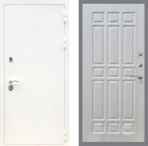 Входная металлическая Дверь Рекс (REX) 5 Белая Шагрень FL-33 Лиственница беж