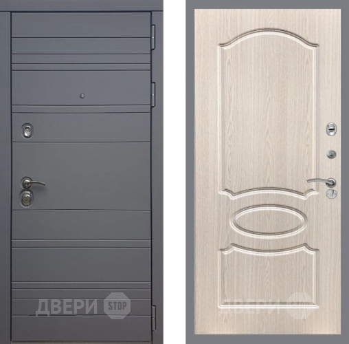 Входная металлическая Дверь Рекс (REX) 14 силк титан FL-128 Беленый дуб
