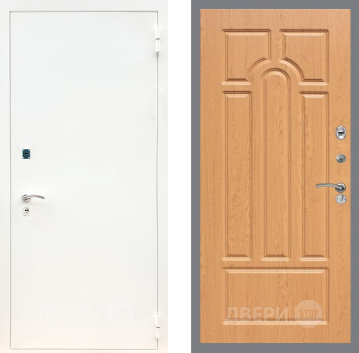 Входная металлическая Дверь Рекс (REX) 1А Белая шагрень FL-58 Дуб