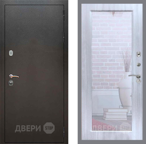 Входная металлическая Дверь Рекс (REX) 5 Серебро Антик Зеркало Пастораль Сандал белый