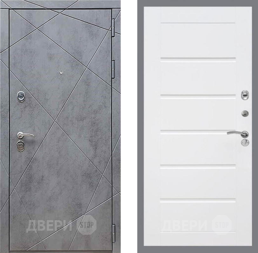 Входная металлическая Дверь Рекс (REX) 13 Бетон Темный Сити Белый ясень