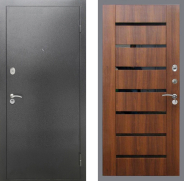 Дверь Рекс (REX) 2А Серебро Антик СБ-14 стекло черное Орех бренди 860х2050 мм