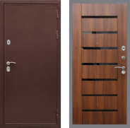 Дверь Рекс (REX) 5 металл 3 мм СБ-14 стекло черное Орех бренди